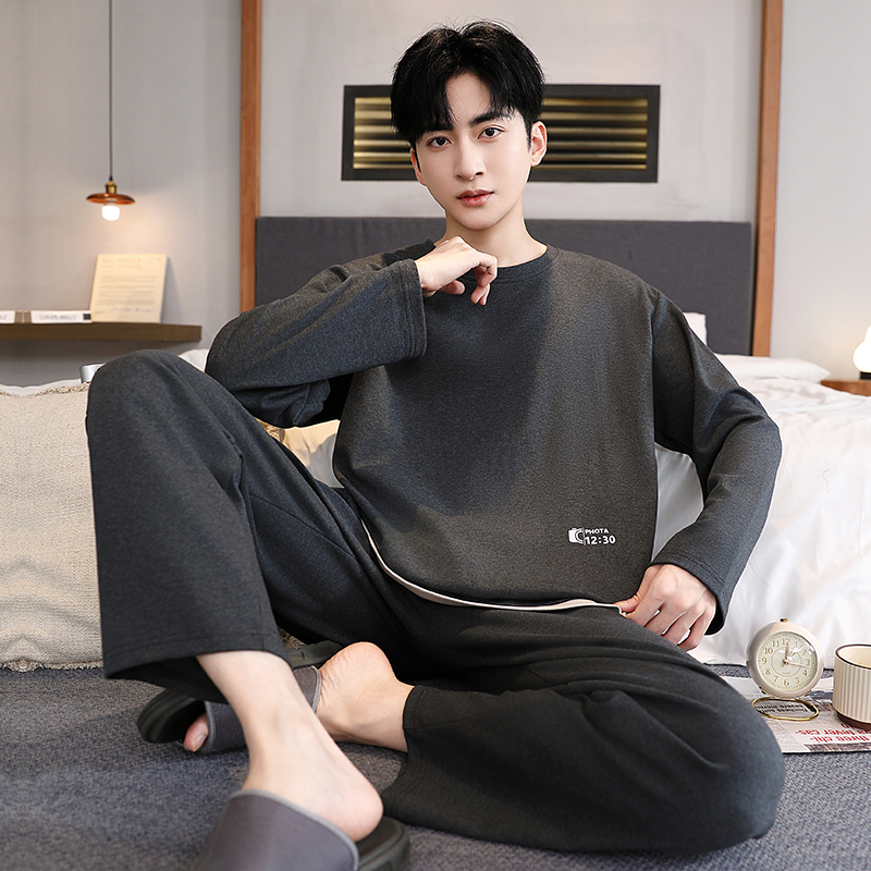 空气棉拉架睡衣男青少年套装纯色