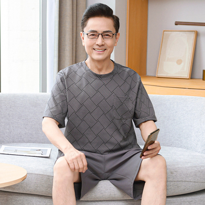 纯棉新款睡衣男士纯棉短袖五分裤