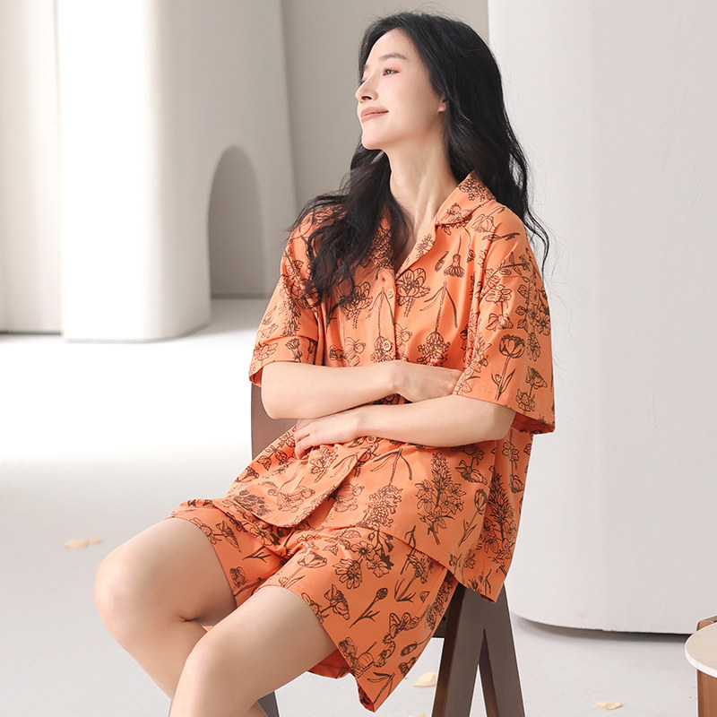 妈妈睡衣女士夏季短袖短裤可外穿