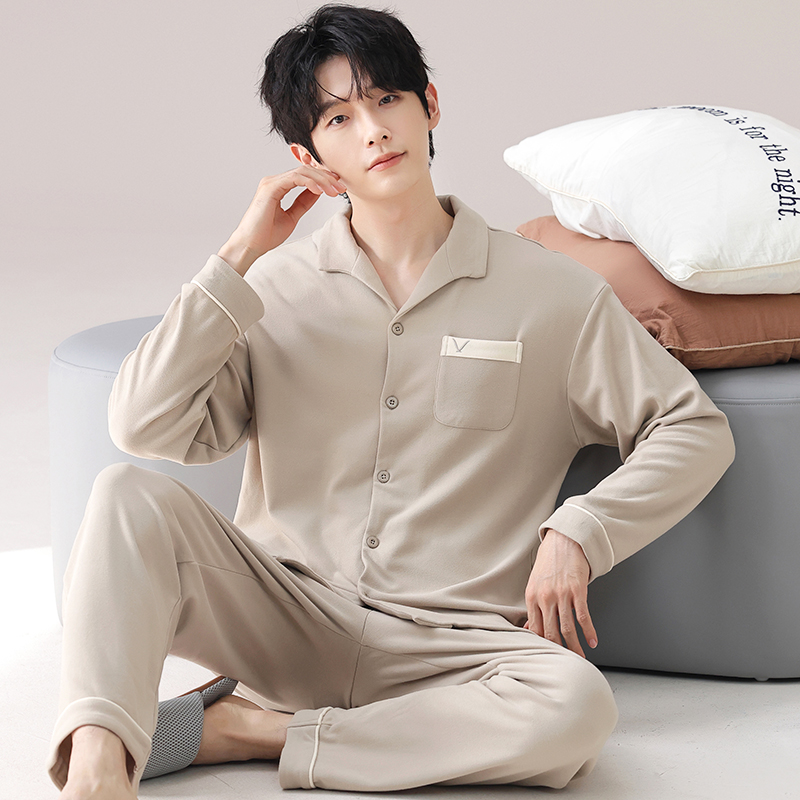 秋冬德绒大码休闲磨毛长袖睡衣男