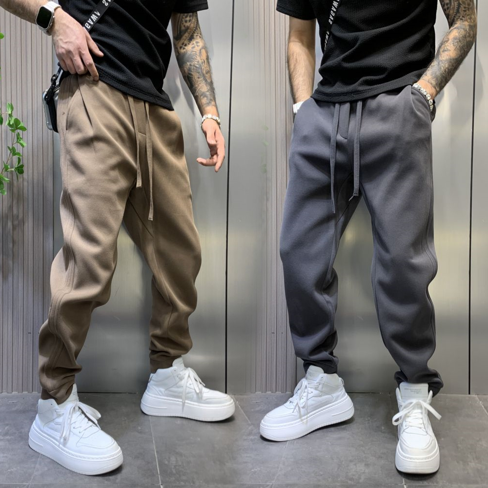 春秋男裤重磅裤子潮男运动卫裤男士潮牌宽松束脚纯色休闲哈伦裤男