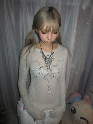 Srrybabe 爱心锁烫钻T恤设计感显瘦辣妹长袖上衣女