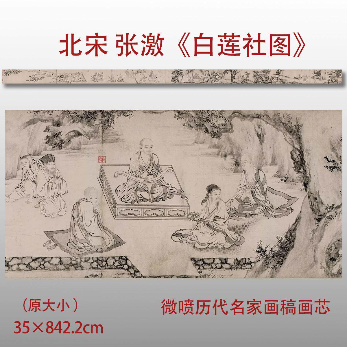北宋张激白莲社图卷高清微喷宋代山水人物仿古画国画真迹微喷