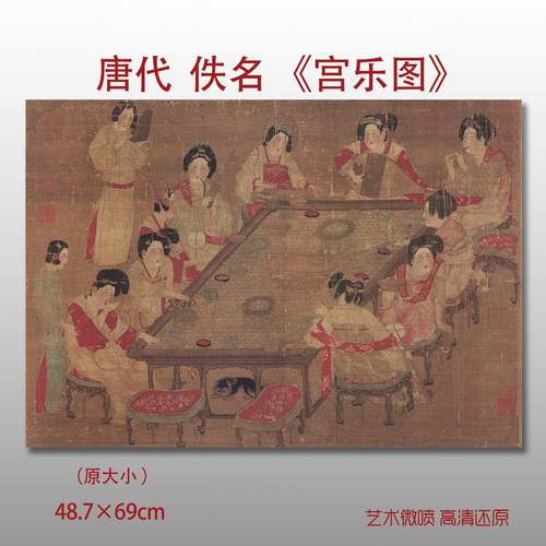 唐宫乐图五代人物画微喷复制品