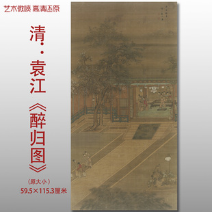 清代袁江醉归图传统宫廷人物画高清艺术微喷画心临摹画稿古画打印