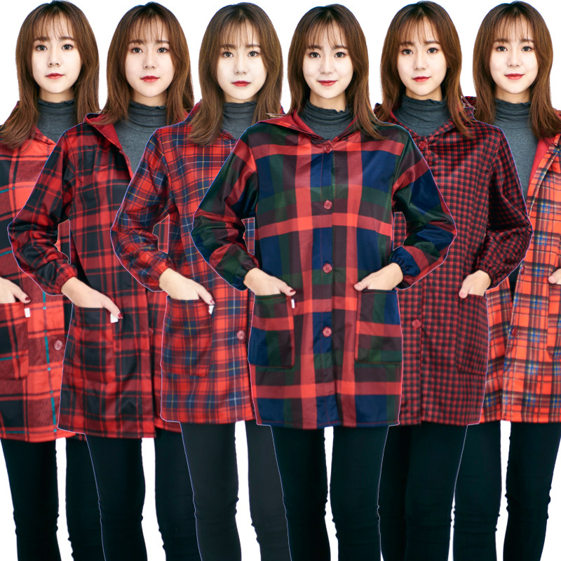 长袖围裙厨房防水女士保暖冬季