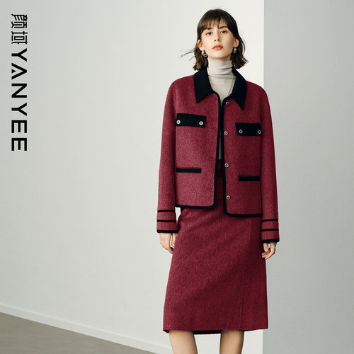 小香风毛呢外套半身裙两件套装