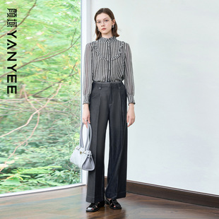 颜域复古气质穿搭一整套女2025早春新款套装衬衫上衣休闲裤两件套