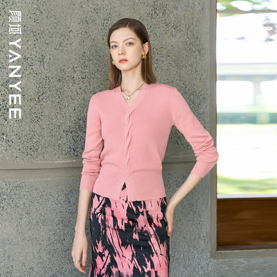 优雅复古显瘦V领长袖上衣