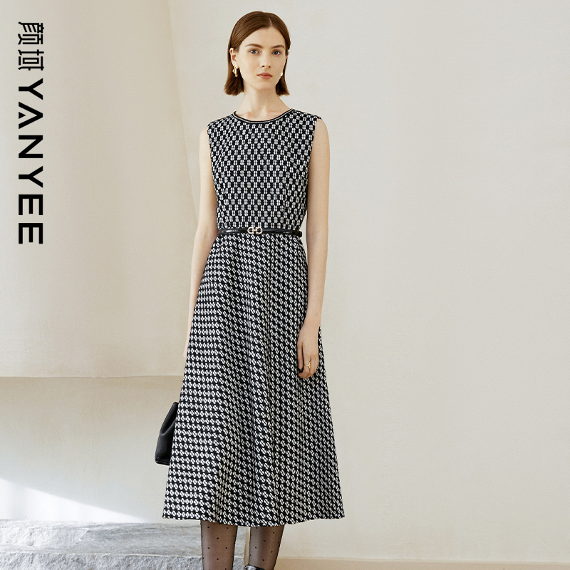 中长款气质复古圆领背心裙子