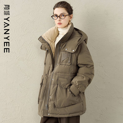 中长款修身显通勤连帽外套女