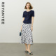 波点半身裙女法式 颜域2025夏季 新款 复古A字高腰显瘦过膝中长裙子