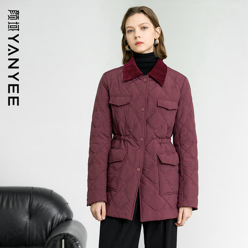 棉袄中长款翻领棉服外套