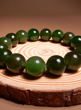 俄罗斯油润细腻碧玉12mm圆珠手串