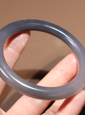 火爆方言精品和田玉老坑冰底青海料油润细腻烟紫色56mm精美手镯O2