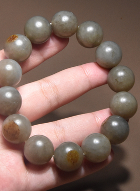 刷屏了和田玉新疆青花籽料大漠古风楼兰三色16mm圆珠手串A1