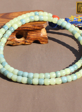 方言和田玉新疆蓝玉黄口多宝手串