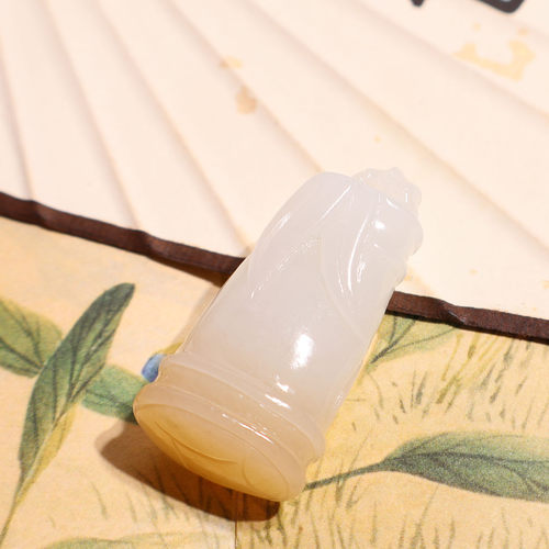 玉禧珠宝精品和田玉新疆油糯且末老坑料糖白玉节节高升吊坠挂件A9