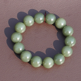 方言企业收藏标本新疆沙枣青籽料无结构豆青色16mm圆珠高奢手链A6