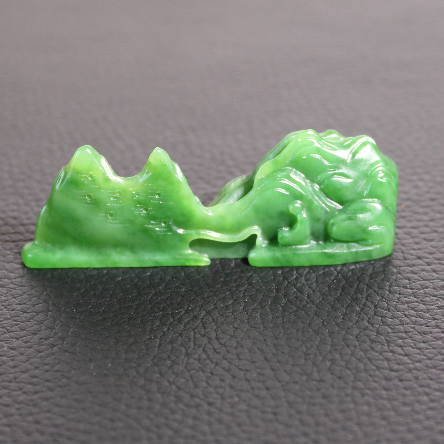 玉禧珠宝精品收藏俄料和田玉阳绿碧玉坐佛悟道吊笔架摆件茶宠W1