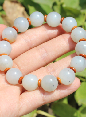 方言和田玉点墨白玉青花籽料手串