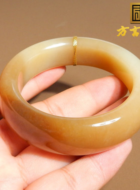 方言和田玉精品珍藏级新疆高脂油糯且末料糖玉55mm正装女士手镯X6