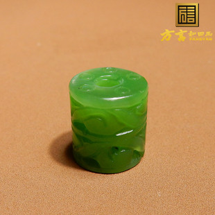 方言和田玉精品特惠俄料正阳绿碧玉勒子仿古祥云DIY玉配饰吊坠h8