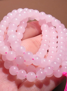 青海老坑料冰底浓郁藕粉色6mm108