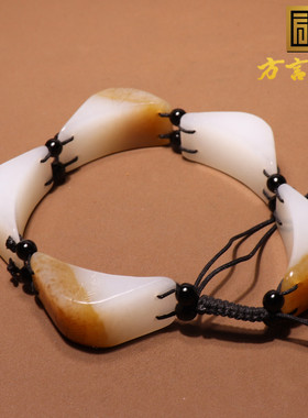 惊天巨漏方言和田玉俄料老坑料糖羊脂白玉高细高油豪华男士手链A8