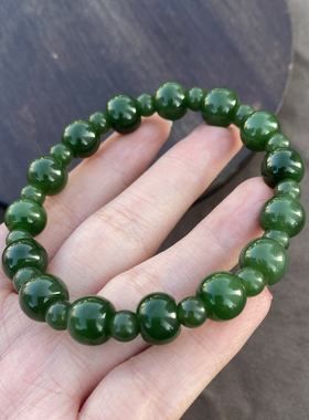 俄罗斯阳绿碧玉10mm苹果珠手串