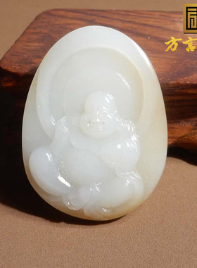 抢疯了方言和田玉精品推荐新疆且末糖白玉油润细腻佛公吊坠挂件s7