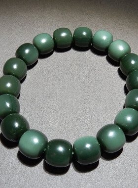 亏麻了方言精品和田玉新疆细腻沙枣青籽料双色12mm老型珠手串w2