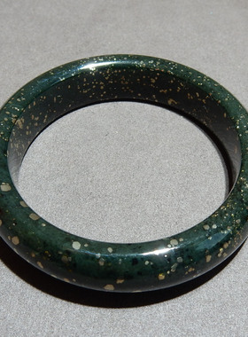 罕见方言和田玉含特殊铁陨石青玉黄铁矿伴生闪金卡55mm正装手镯w2