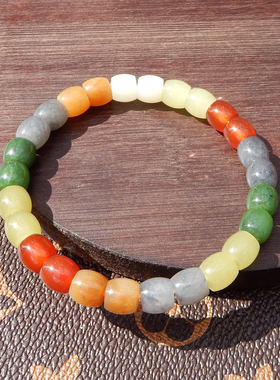 新疆红糖黄口白玉碧玉8m老型手串