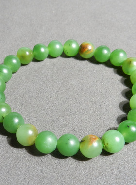 罕见方言品牌和田玉精品新疆细腻碧玉籽料果绿卡8mm手串手链w3