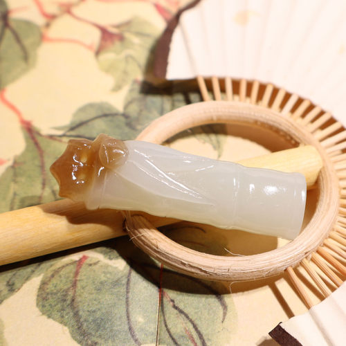 玉禧珠宝精品和田玉新疆细油糯且末老坑糖白玉节节高升吊坠挂件A9