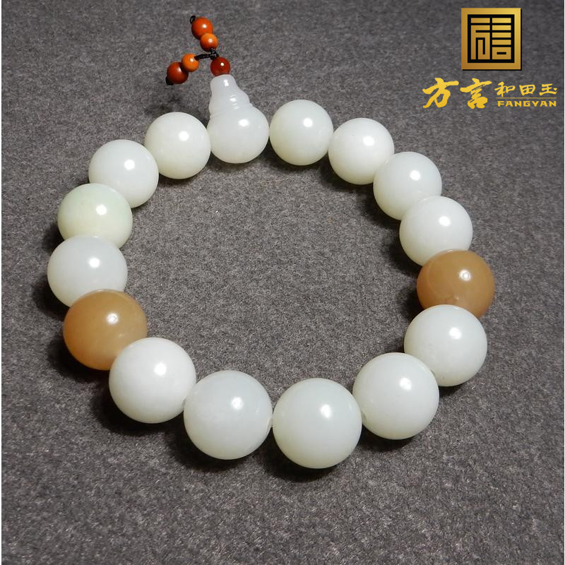 方言和田玉俄料羊脂白玉带糖手串