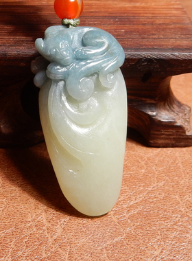 方言和田玉新疆若羌黄口蓝玉吊坠