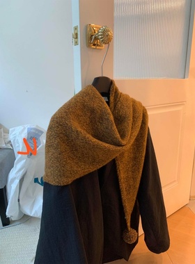 韩系氛围感时髦叠穿披肩针织三角围巾女外搭秋冬百搭保暖护颈围脖