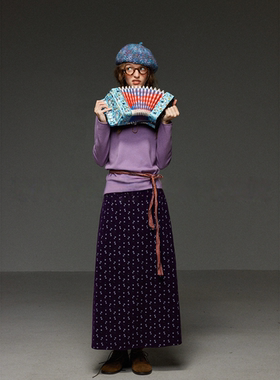 复古洋气时尚半高领紫色卷边长袖T恤女士秋冬2025新款打底衫上衣