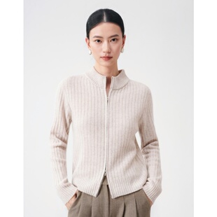 法式复古半高领双拉链毛衣开衫外套女秋冬外穿高级感羊绒针织上衣