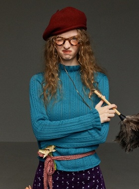 多色半高领秋季百搭新款麻花显瘦小众别致针织打底衫内搭T恤上衣