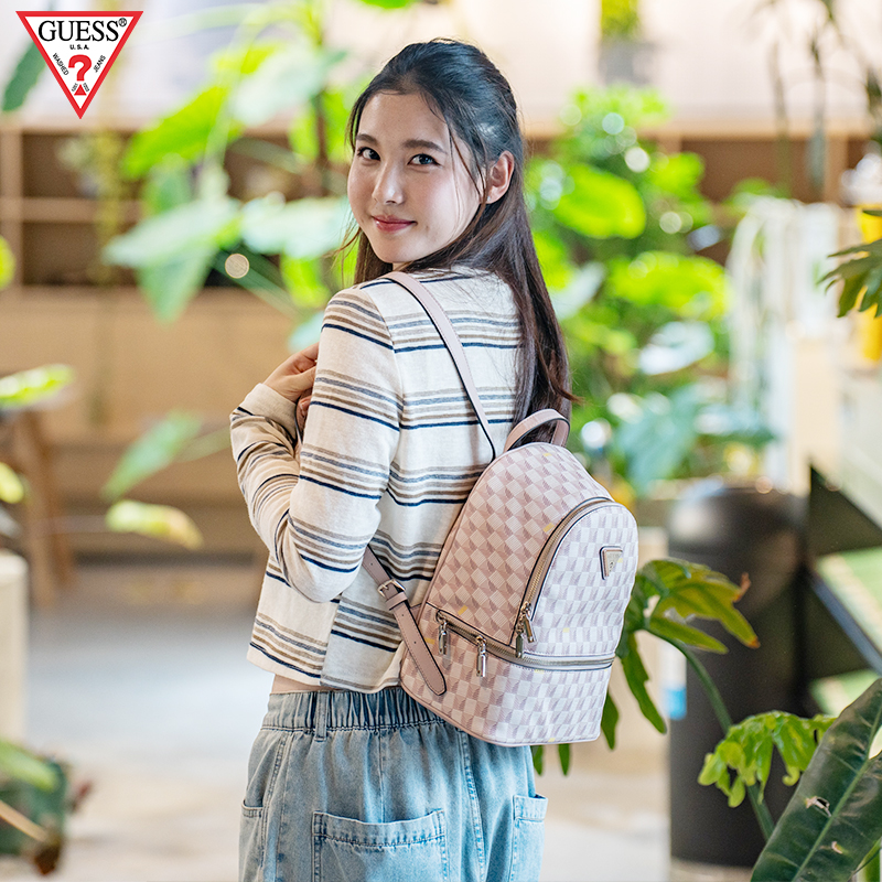 GUESSFOLLIE 时尚潮流印花双肩包新款背包休闲通勤学生大容量书包