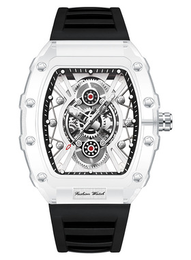 跨境爆款透明镂空酒桶形手表男士时尚腕表防水石英表腕表watches