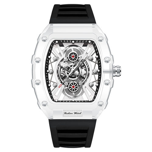 跨境爆款透明镂空酒桶形手表男士时尚腕表防水石英表腕表watches