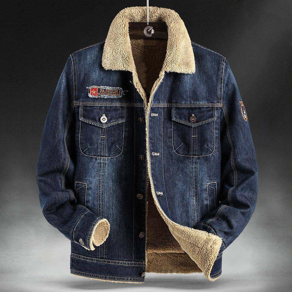 牛仔外套男秋冬季新款青年加绒加厚工装上衣服男潮流飞行员夹克男