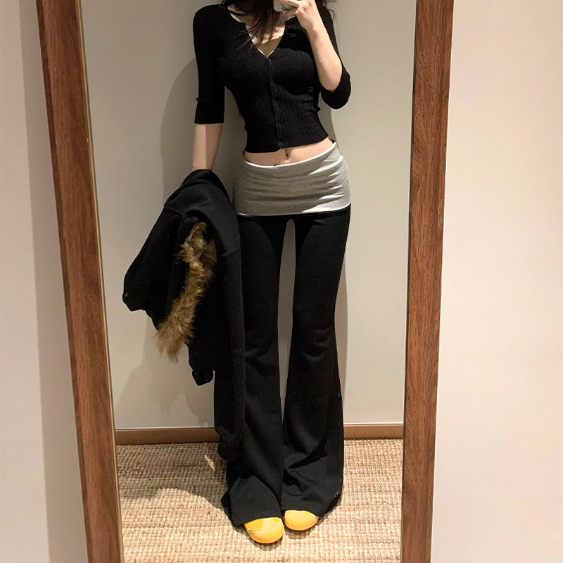 美式辣妹低腰微喇叭休闲裤女2026春季修身显瘦瑜伽裤子运动长裤子