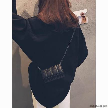 超火小包包女式2025新款黑色斜挎包女设计感小众高级感菱格链条包