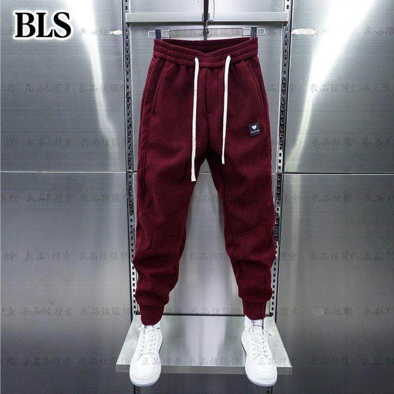 高端运动休闲直筒裤男士秋冬2025新款加绒加厚束脚哈伦裤男款卫裤