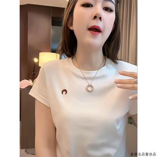 T恤女小个子收腰显瘦内搭上衣 韩国2025夏季 新款 爆款 白色正肩短袖